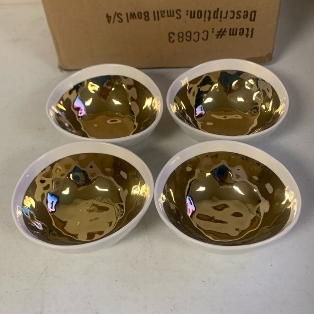 Yedi Houseware New Bone China Set of 4 Gold Small Bowls, 5"